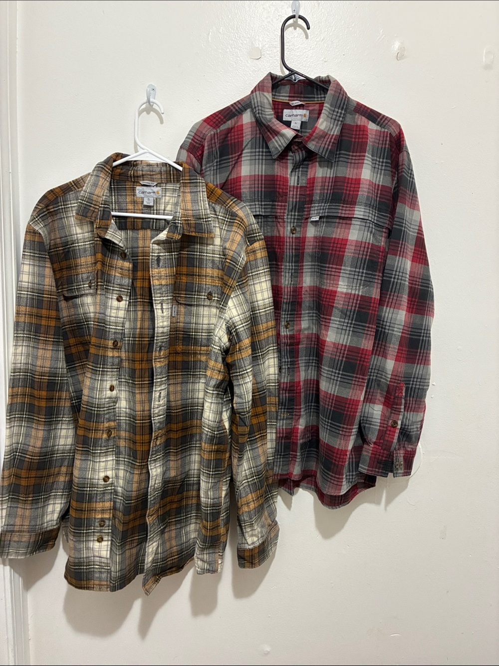 Carhartt Men’s Plaid Button-Down Shirts - Yellow/Tan & Red/Gray Set